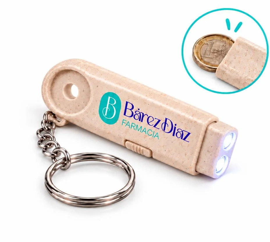 Llavero de moneda con linterna