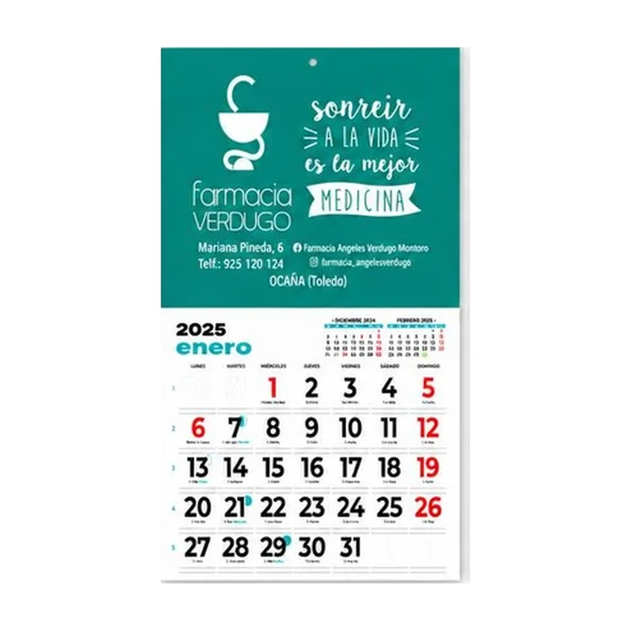 Calendario de pared de Farmacia Verdugo